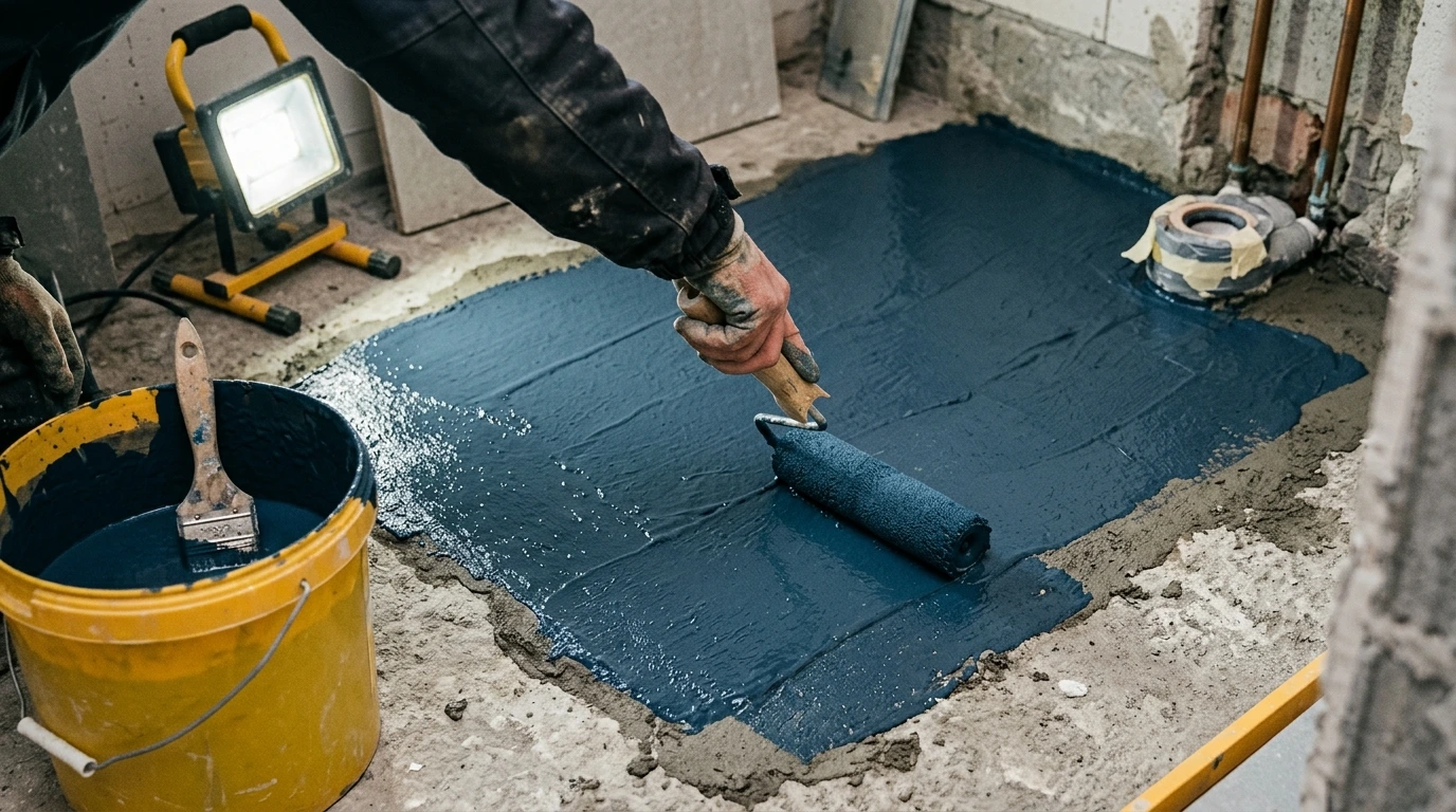 Application d’une étanchéité liquide avant pose du carrelage