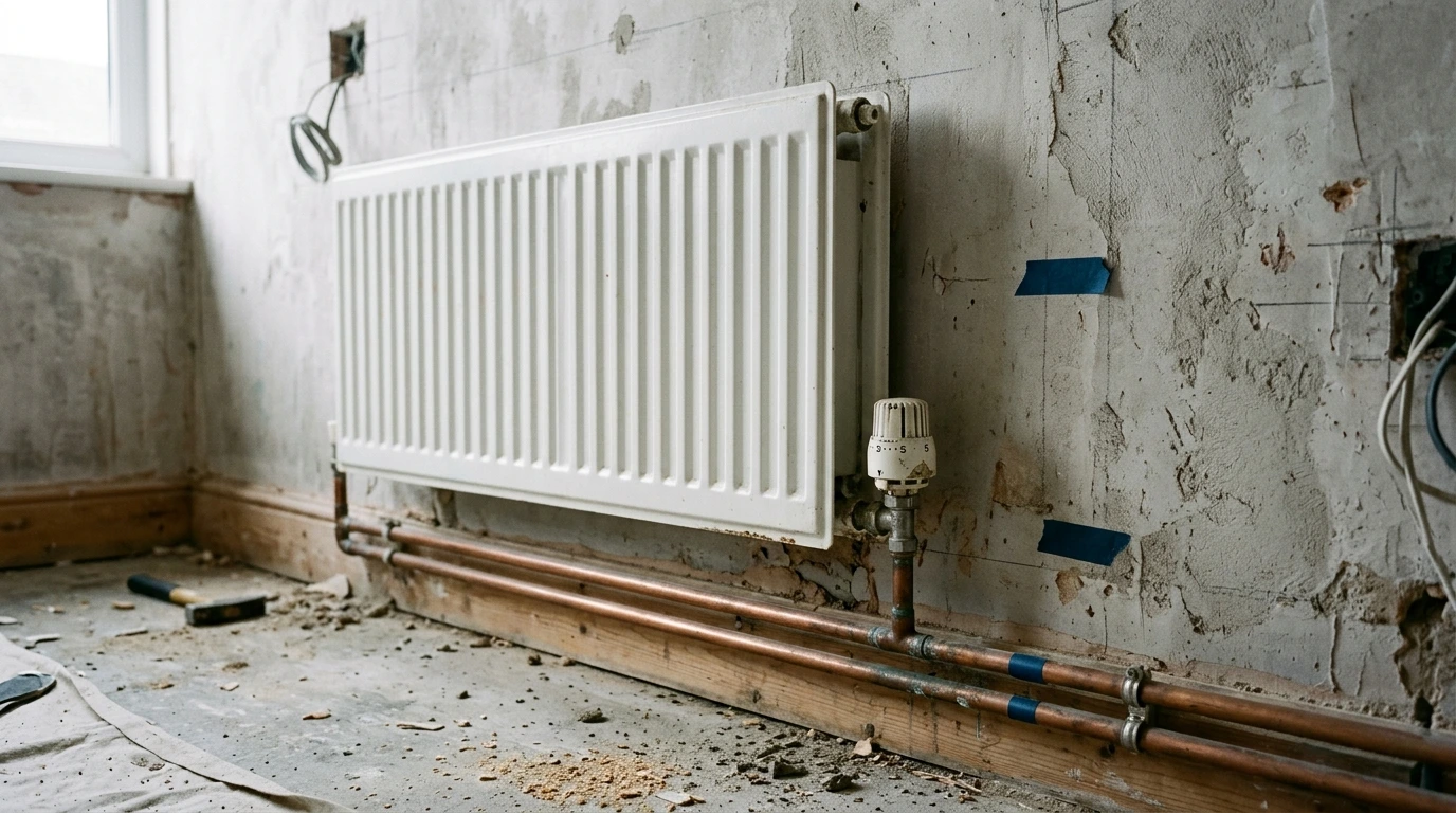 Radiateur et robinet thermostatique dans un logement en rénovation