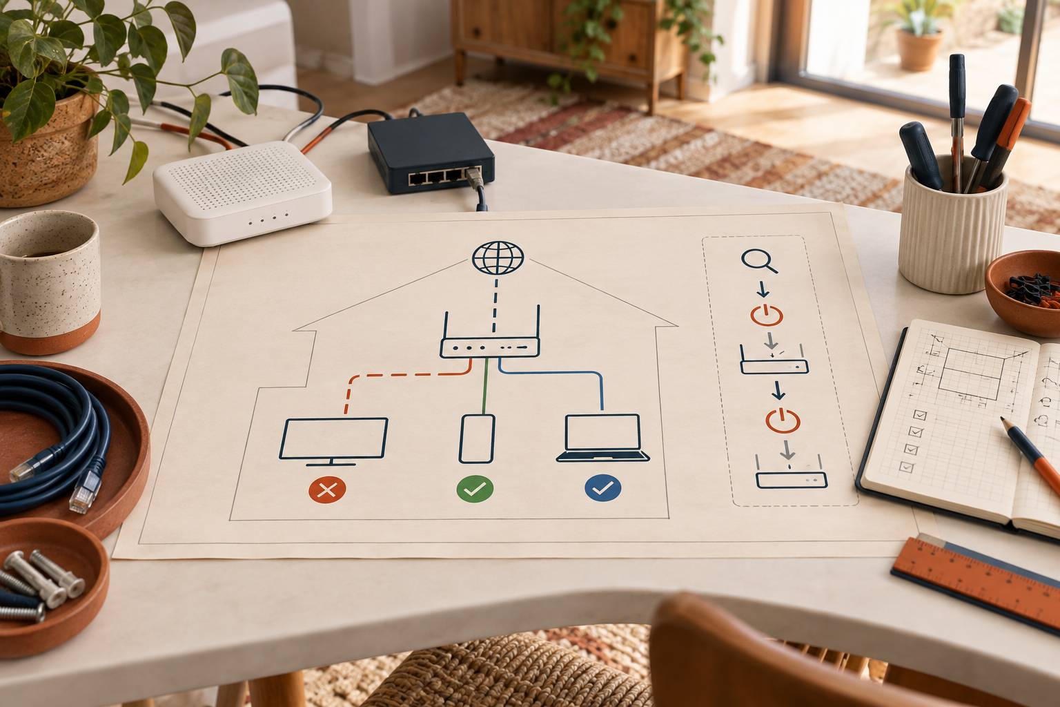 Illustration éditoriale du sujet : Guide pratique pour dépanner efficacement votre Freebox