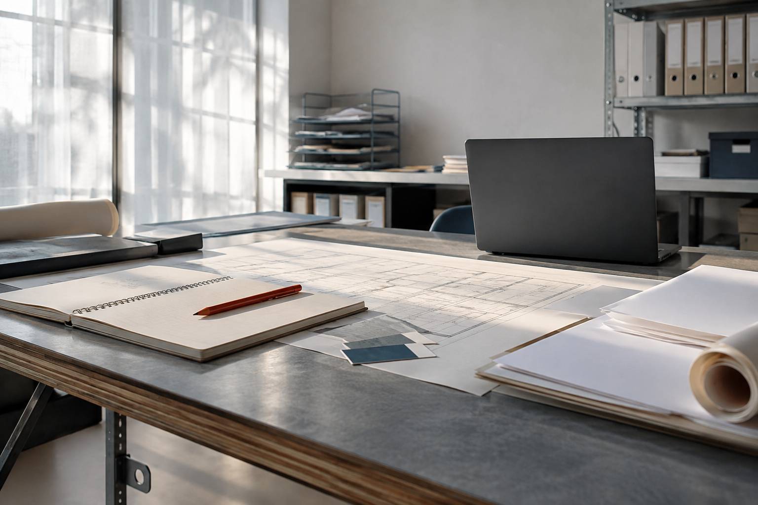 Bureau médical avec documents de remboursement et écran flou