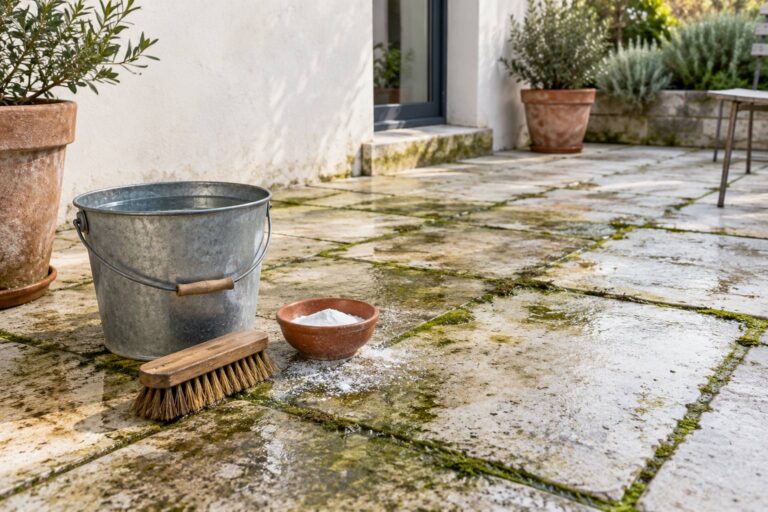 Terrasse glissante : découvrez ce produit de supermarché qui élimine la mousse en 15 minutes et la prévient pour des années